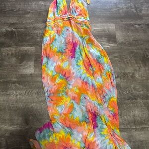 Olivaceous Multicolor Tie-Dye Dress